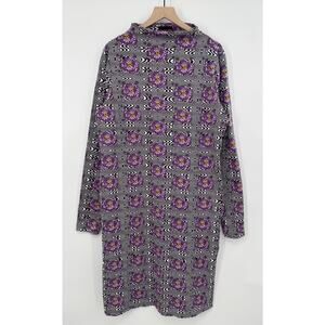 Nooworks Purple Haze Demi Midi Dress Mockneck Floral Whimsy Goth 3XL XXXL
